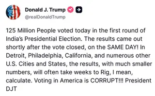 Trump Goofs Up Again, Claims 125 Million Voted for India's President