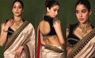 Ivory Saree, Bold Blouse: Janhvi Shines